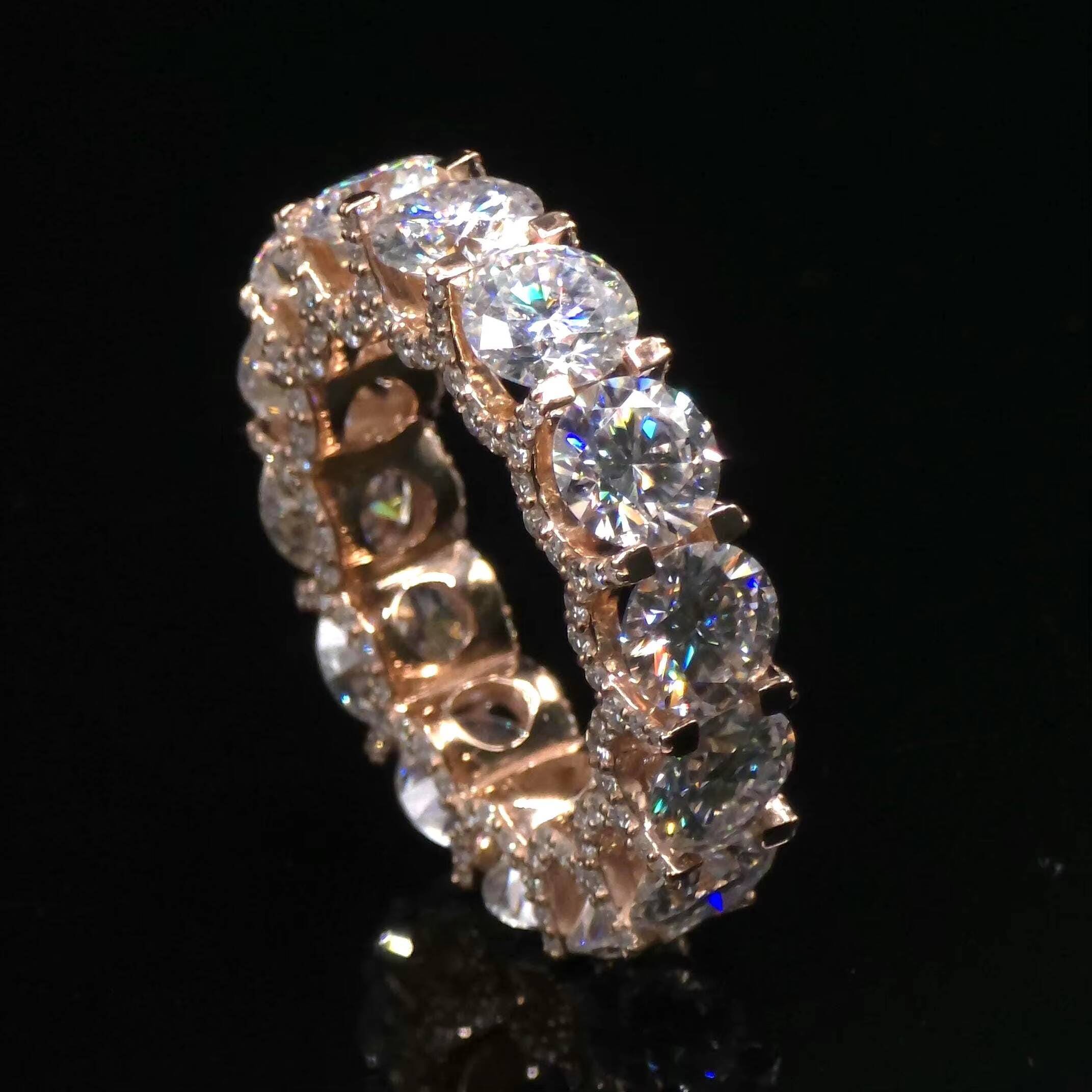 6mm VVS Lab Grown Diamond Eternity Band Ring 925 Sterling Silver Iced Out Full Eternity Men Hip Hop Diamond Look Ring Wholesale - view 7