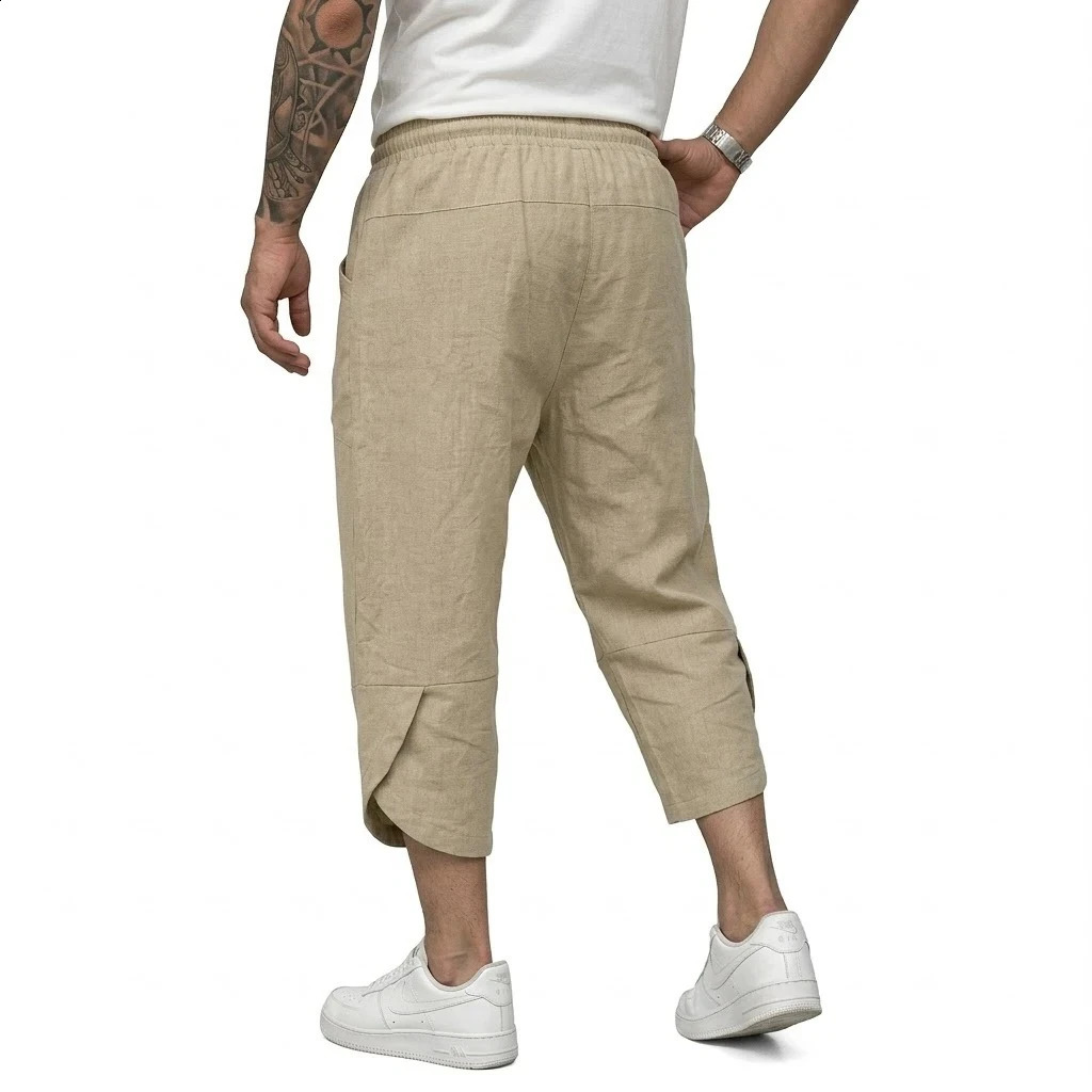 Summer Linen Short Pants Man Lightweight Pants for Men Breathable Baggy Pant Outdoor Mens Cotton Pants Multi-pocket Trousers 260707 - view 5