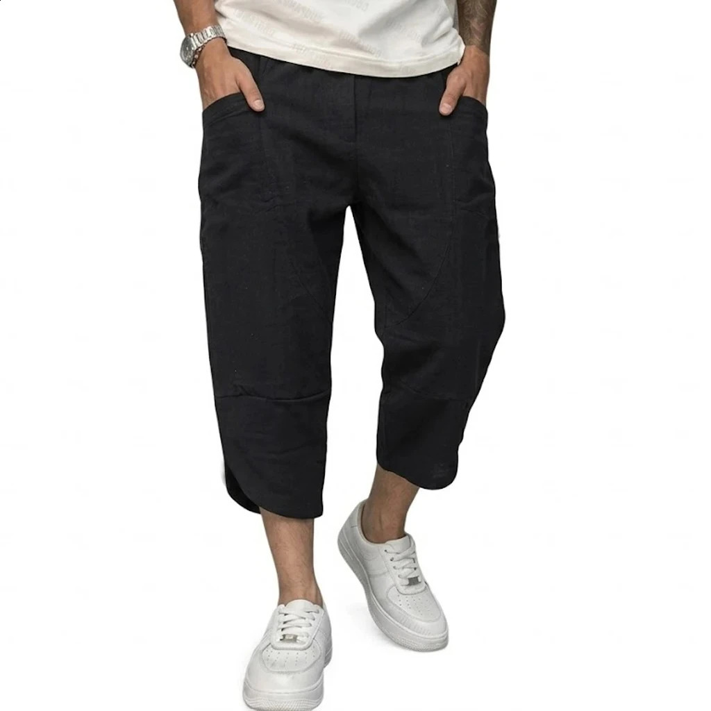 Summer Linen Short Pants Man Lightweight Pants for Men Breathable Baggy Pant Outdoor Mens Cotton Pants Multi-pocket Trousers 260707 - view 3