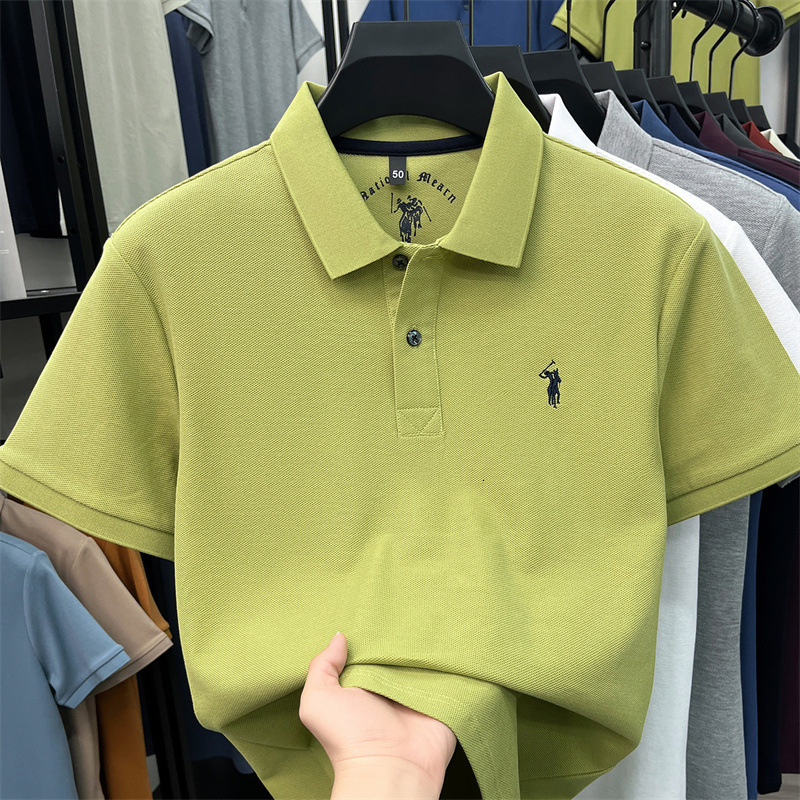 Designer Men Pure Cotton Short Sleeve Polo Shirt Summer New Style With A Turn Down Collar Solid Color Embroidered Pony Logo Breathable T Shirt Apparel - view 4