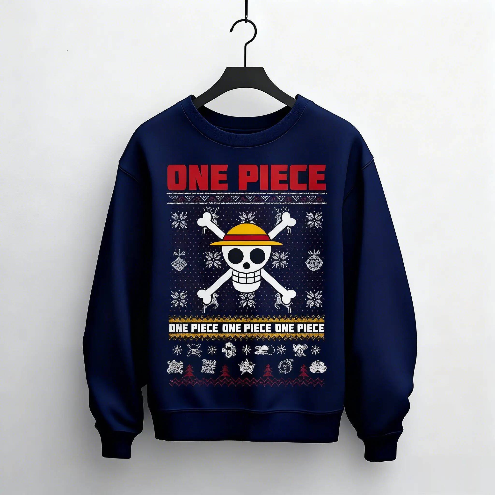 One Piece Anime Sweatshirt Men Women Pullover Hoodie Christmas Design Luffy Skull Pattern Winter Casual Streetwear New Fashion - view 3