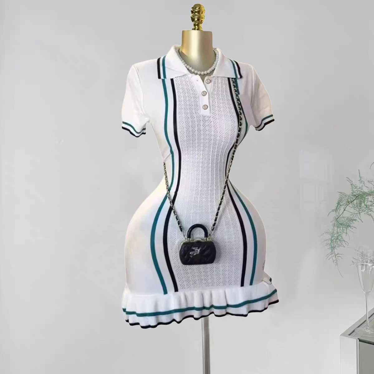 Sexy Hips YuooMuoo Package Hot Sale Knitted Mini Dress Women 2026 New Summer Slim Elastic Ruffled Party Dress Streetwear Outfits H260707