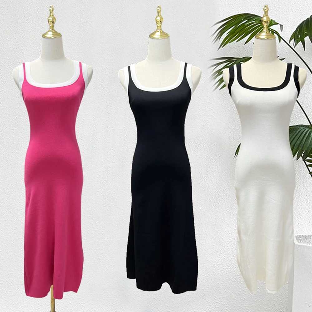 Tank Fashion Basic Long YuooMuoo Europe Dress 2026 Spring Summer Women Sleeveless A-line Knitted Dress Casual Lady Outfits H260707