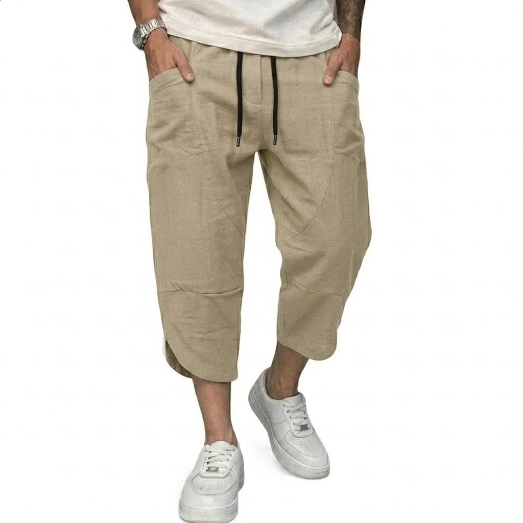 Summer Linen Short Pants Man Lightweight Pants for Men Breathable Baggy Pant Outdoor Mens Cotton Pants Multi-pocket Trousers 260707 - view 4