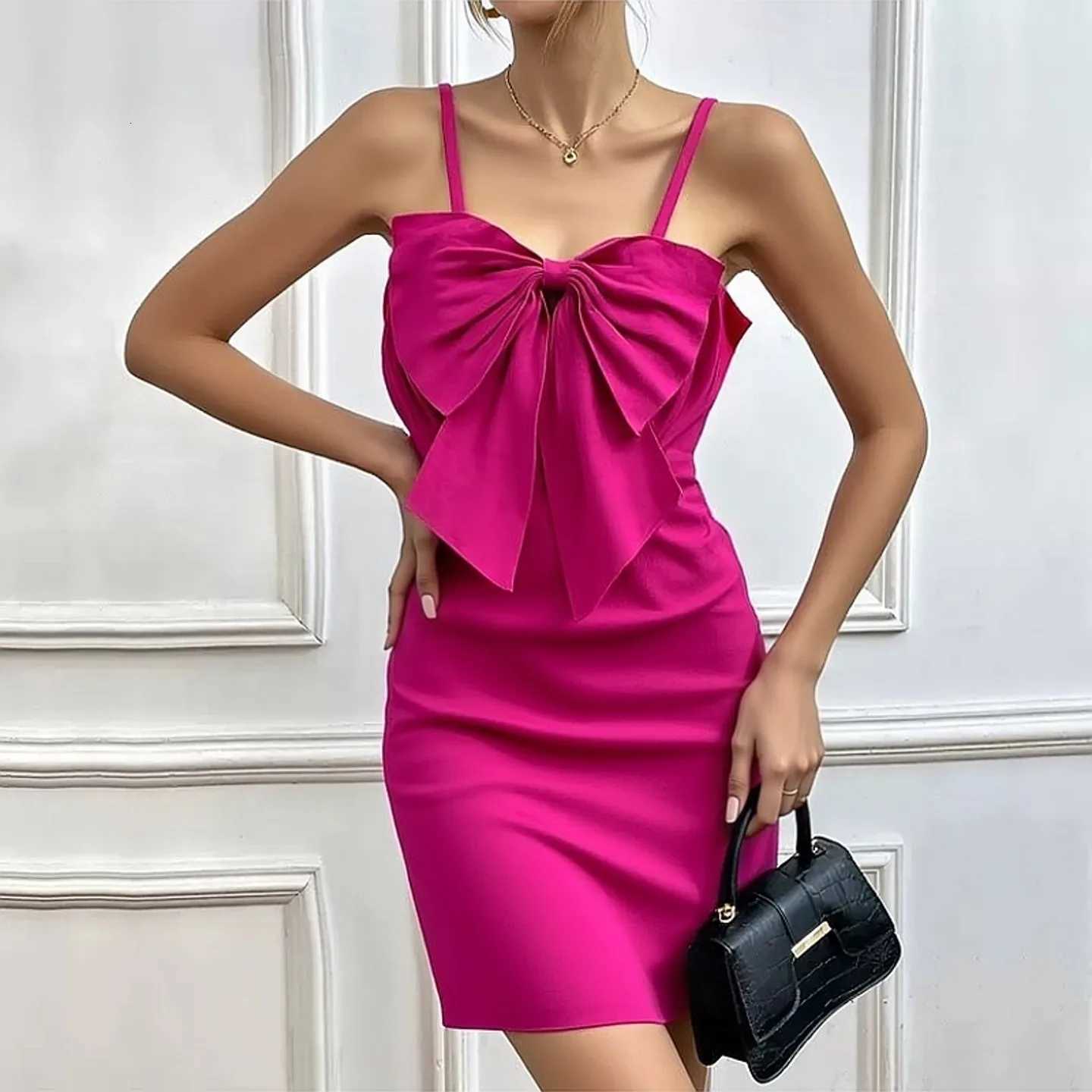 Dress YuooMuoo Y2K Bows Chest Mini Women Summer Spaghetti Straps Sexy Backless Bodycon Club Party Dress Streetwear Lady Outfits H260707
