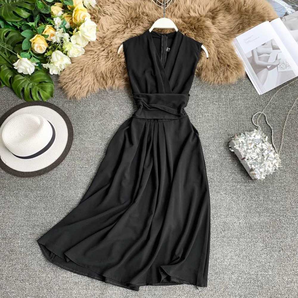 2025 Arrival YuooMuoo New Women Dress Elegant Sleeveless Sash Bandage Long Summer Dress Lady Aesthetic Party Vestidos H260707