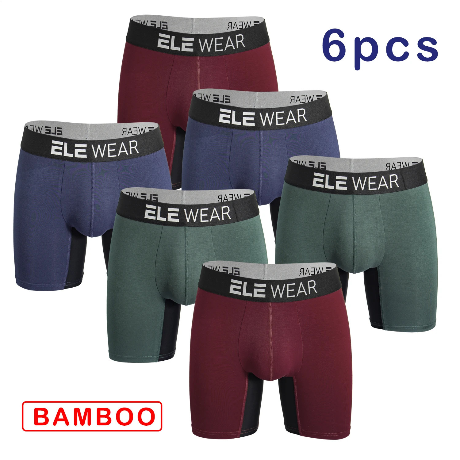 6 pcs Bamboo Men Underwear Boxers Breathable Mens Boxershorts Mens Panties Underpants Plus Size Fashion Boxers Briefs Trunks 260707
