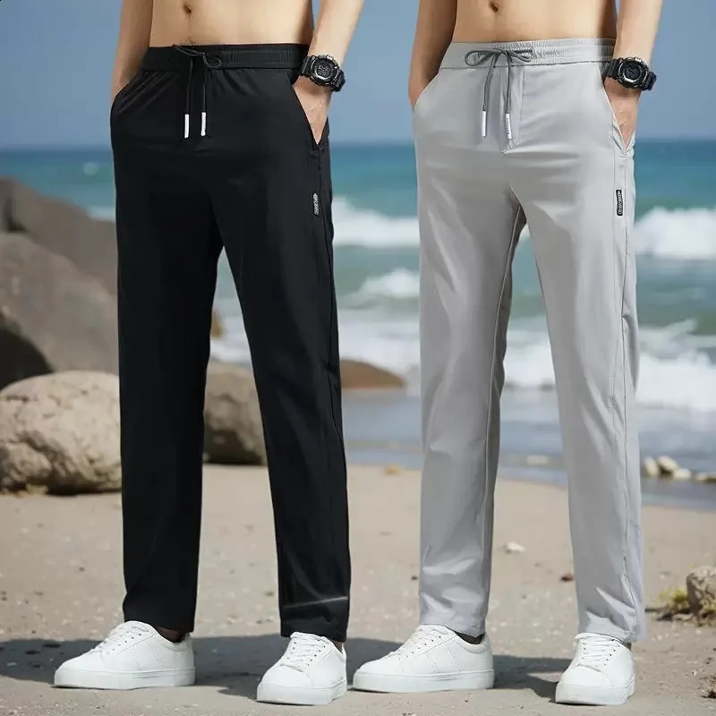 Mens Thin Breathable Casual Stretch Pants Fashion Straight Leg Sports Trousers for Spring Summer 260707