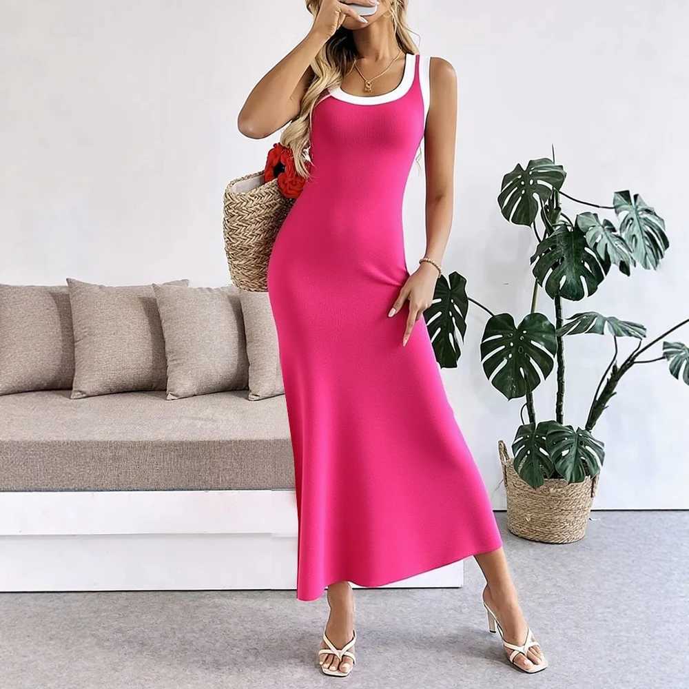 Tank Fashion Basic Long YuooMuoo Europe Dress 2026 Spring Summer Women Sleeveless A-line Knitted Dress Casual Lady Outfits H260707