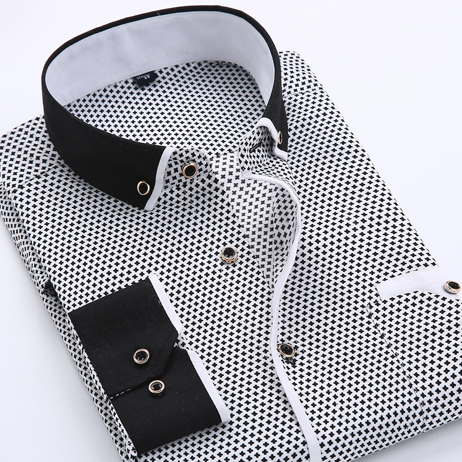 Designer Luxury Designer Business Formal Men's Fashion Printed Thin Casual Shirt Youth Long Sleeve Trendy Versatile Top Men - view 4