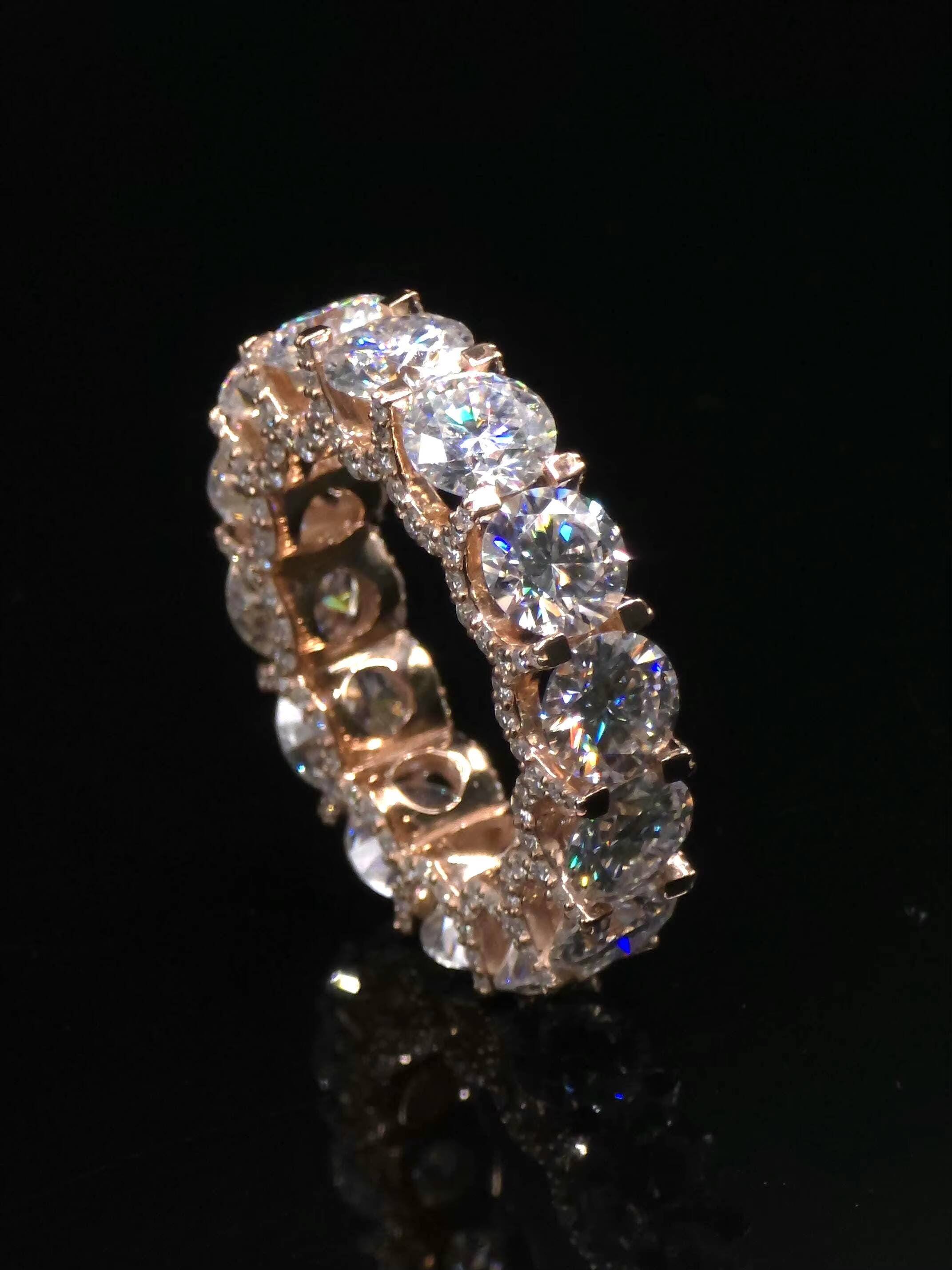 6mm VVS Lab Grown Diamond Eternity Band Ring 925 Sterling Silver Iced Out Full Eternity Men Hip Hop Diamond Look Ring Wholesale