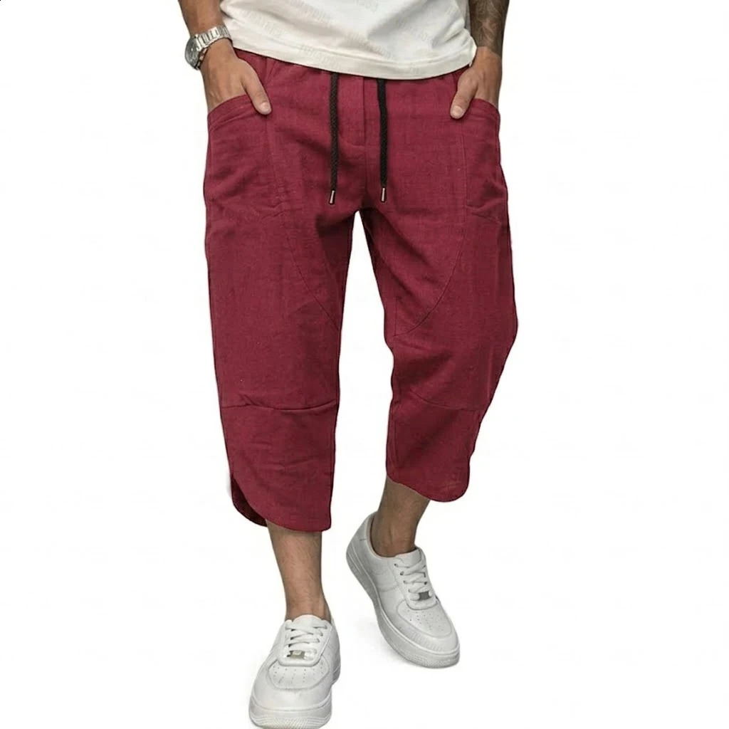 Summer Linen Short Pants Man Lightweight Pants for Men Breathable Baggy Pant Outdoor Mens Cotton Pants Multi-pocket Trousers 260707 - view 6