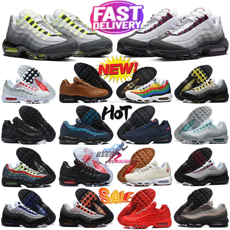 95 Running Sneakers Men Women 95s Neon Paisley Bandana Pink Foam Black White Stadium Green Crystal Beetroot Solar Fauna Brown Sneakers 40-46 With Bo