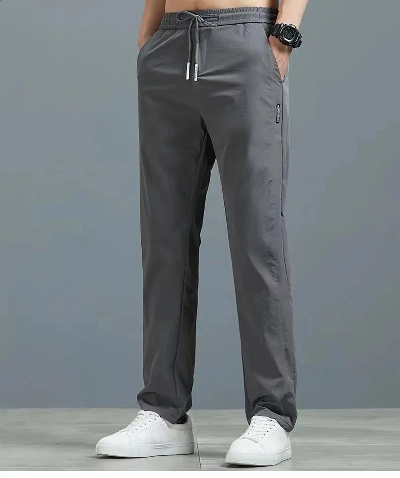 Mens Thin Breathable Casual Stretch Pants Fashion Straight Leg Sports Trousers for Spring Summer 260707