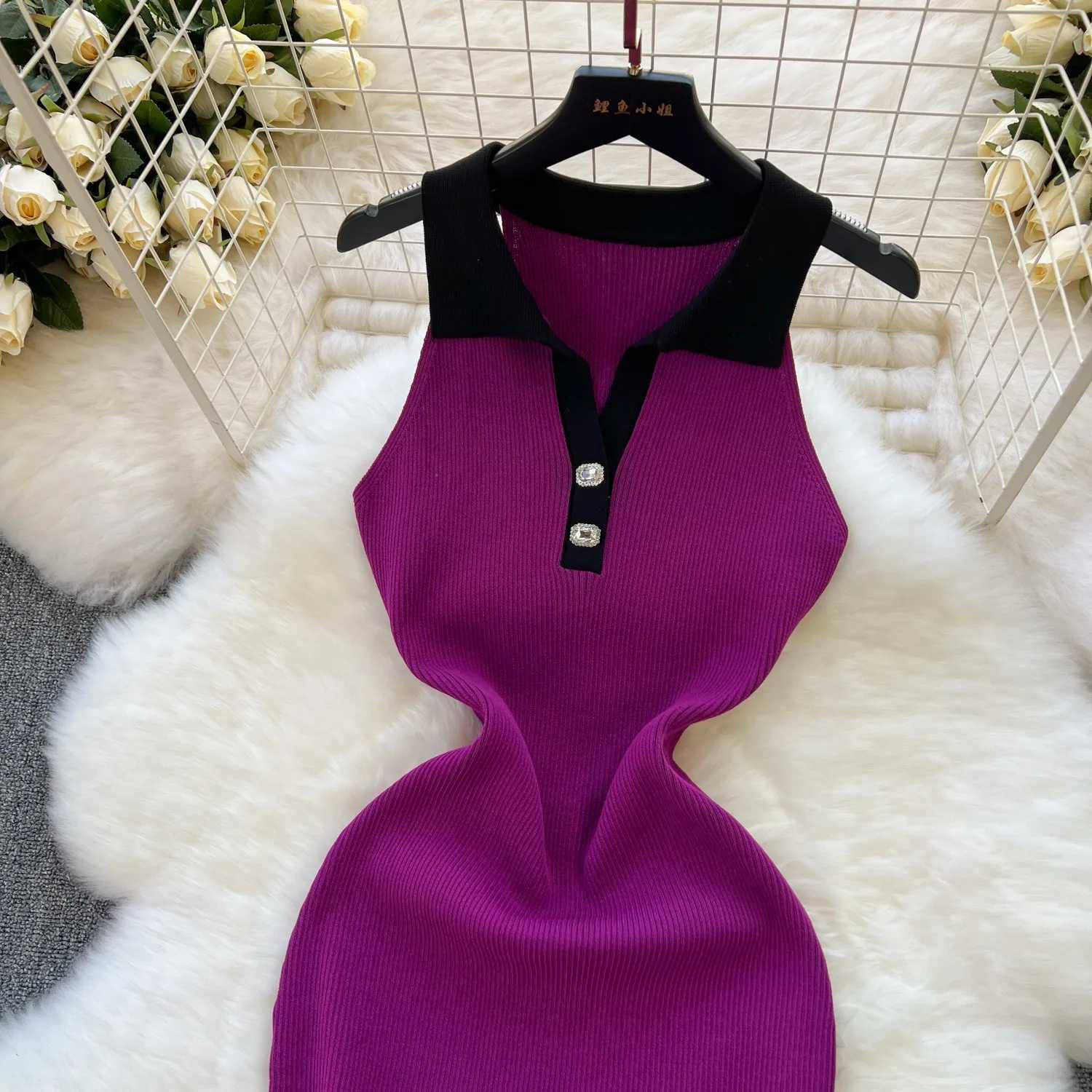 Chic Fashion 2026 Summer Sleeveless YuooMuoo Mini Dress Women Turn-down Collar Slim Knitted Shirt Dress Streetwear Lady Outfits H260707