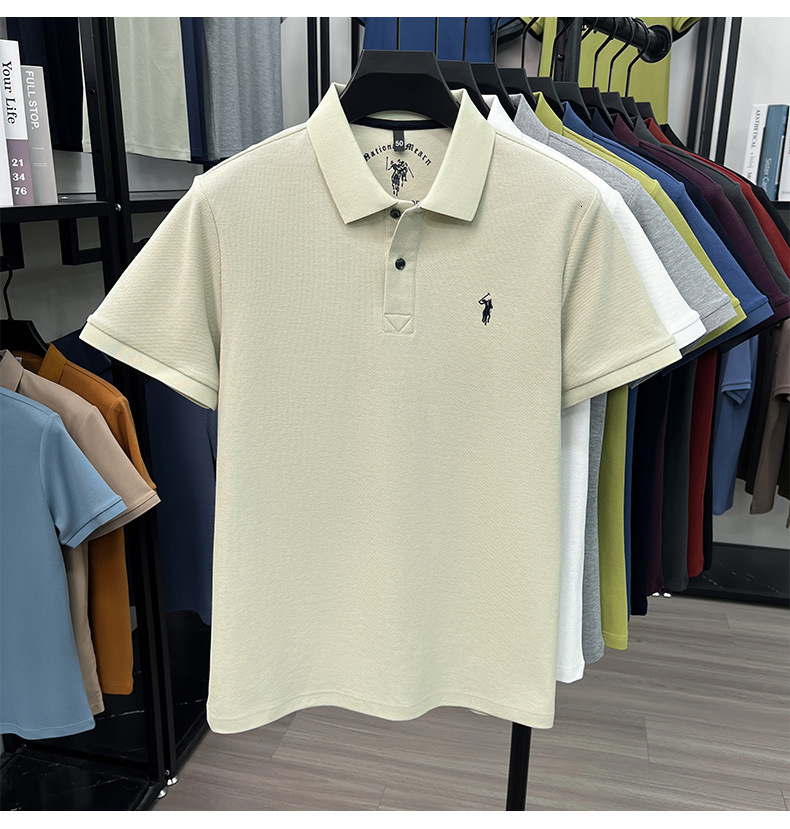 Designer Men Pure Cotton Short Sleeve Polo Shirt Summer New Style With A Turn Down Collar Solid Color Embroidered Pony Logo Breathable T Shirt Apparel - view 8