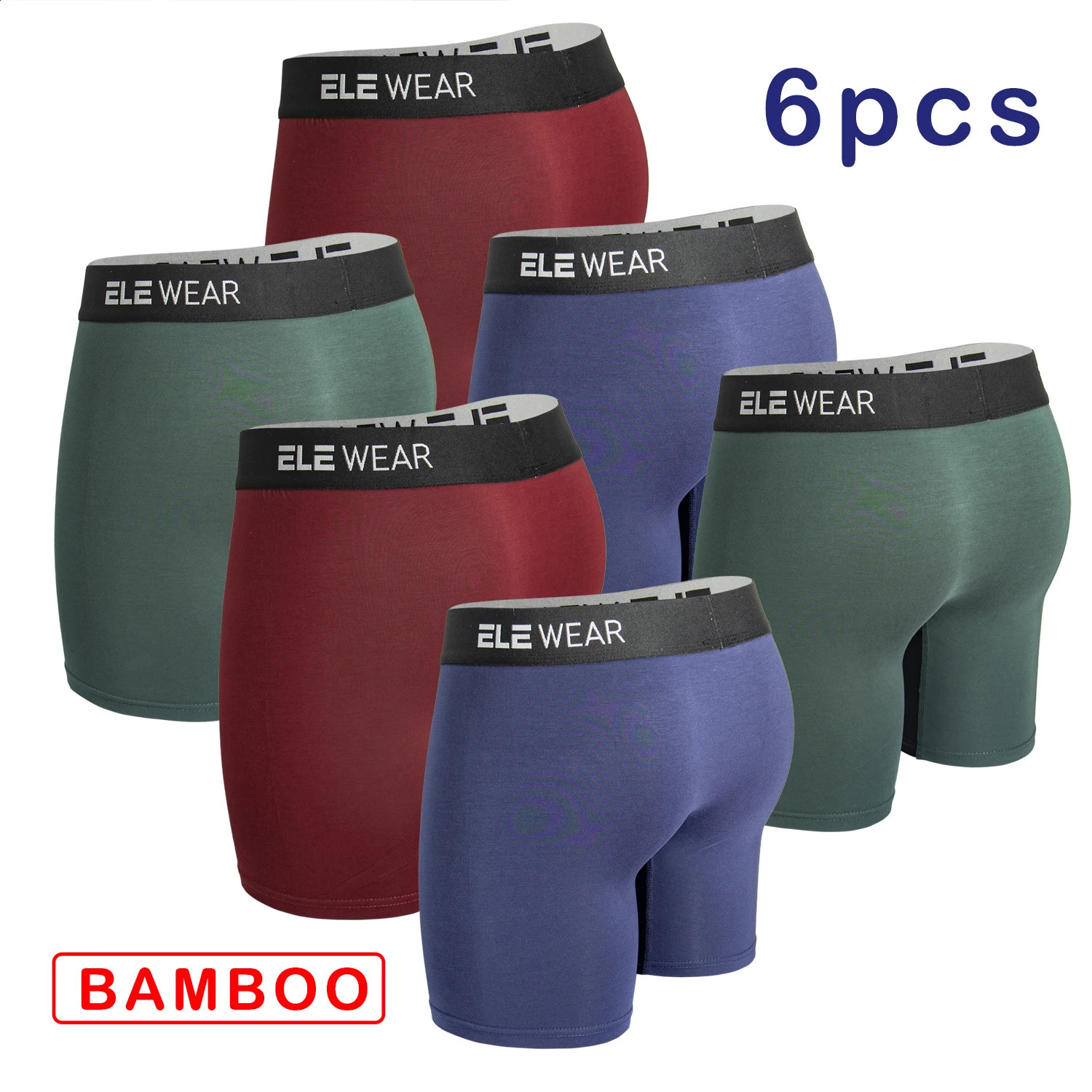 6 pcs Bamboo Men Underwear Boxers Breathable Mens Boxershorts Mens Panties Underpants Plus Size Fashion Boxers Briefs Trunks 260707