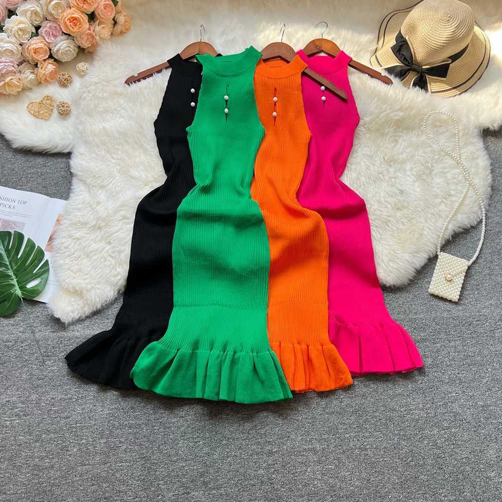 Sexy Fashion YuooMuoo Package Hips Chic Ruffled Bodycon Dress Women Summer Slim Elastic Knitted Party Dress Lady Outfits Vestido H260707