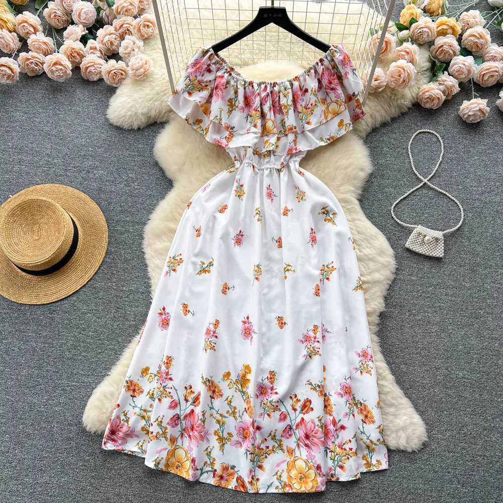 2025 New Fashion Floral Robe YuooMuoo Print Long Dress Bohemian Women Summer Ruffle Maxi Sundress Elegant Party Vestidos H260707