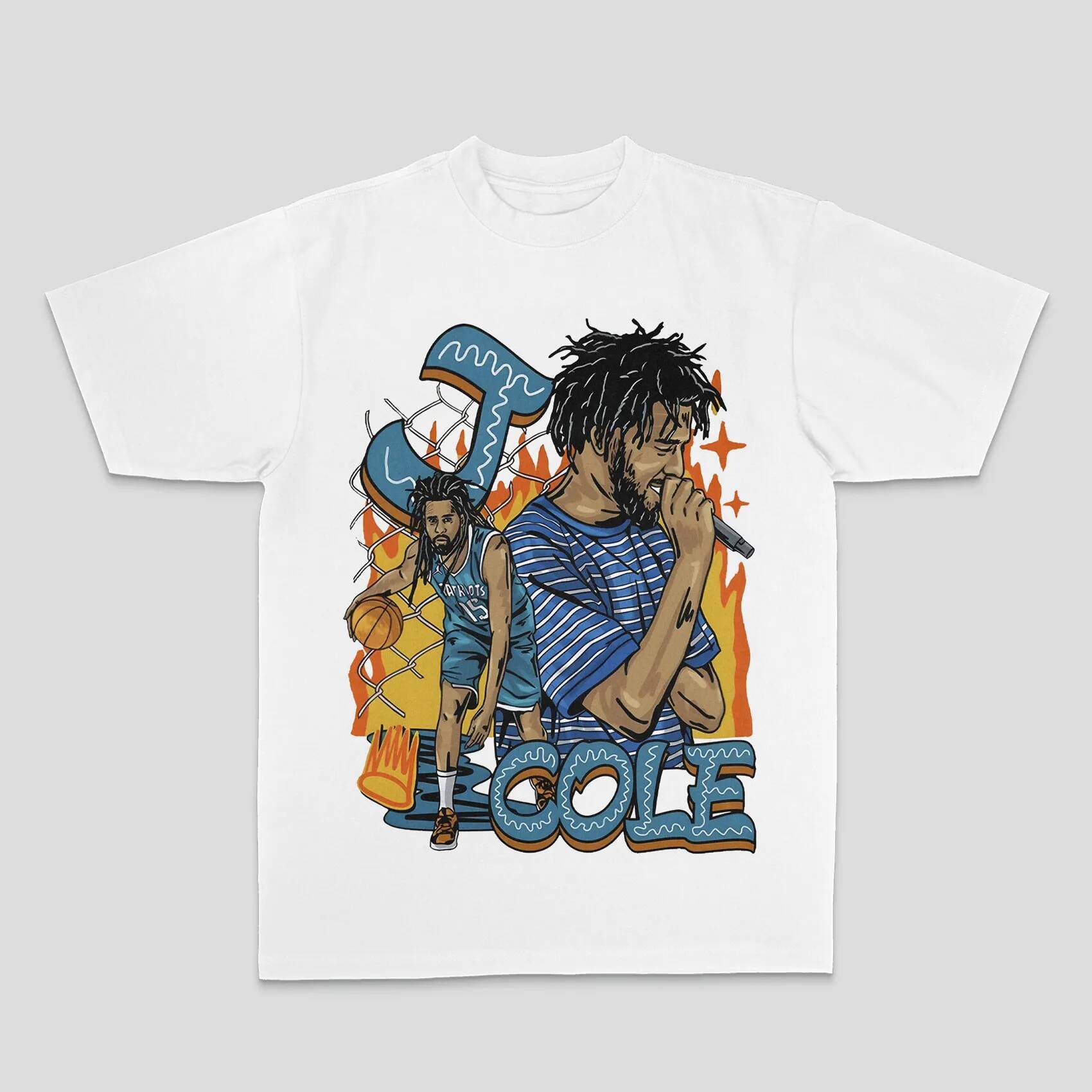 J. Cole "The Fall-Of" album features an American retro short-sleeved Vibe-style digital print Graphic T Shirts Men Clothing - view 5