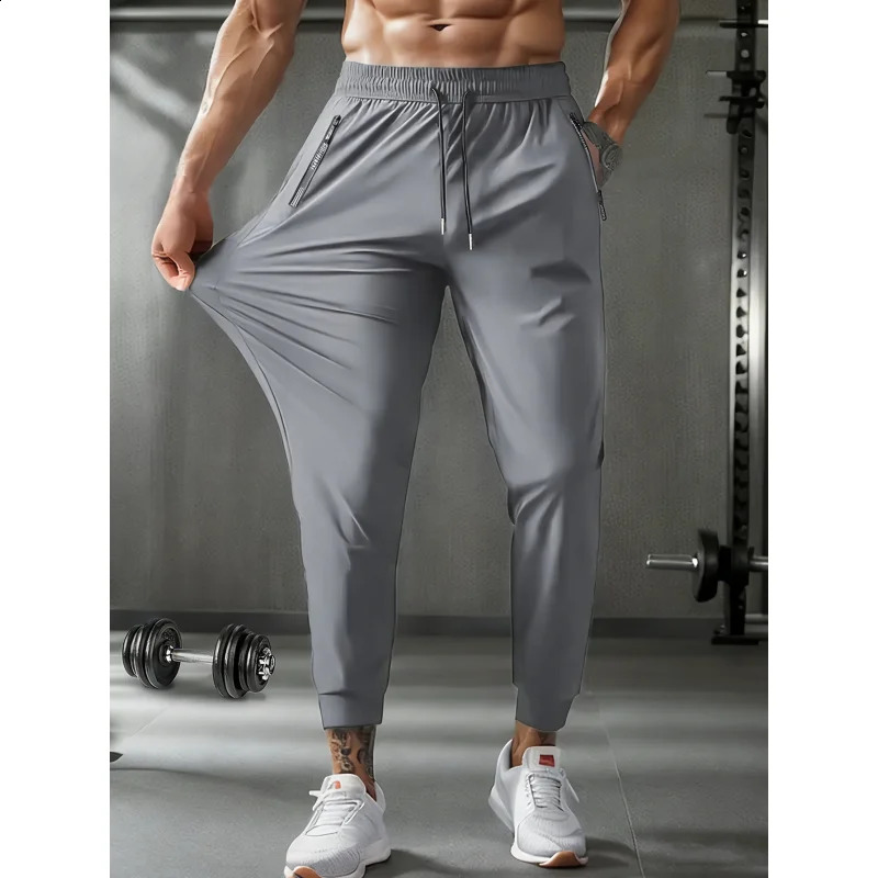 Man Baggy Pants Mens Ice Silk Trousers Running Fitness Football Summer Gift Fishing Jogger Jogging Tracksuit Black Joggers 260707