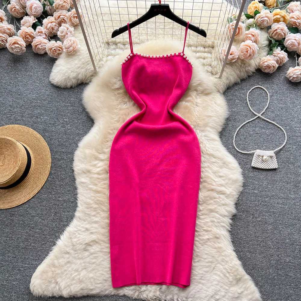 Design YuooMuoo Pearl Chic Knitted Fashion Women Dress Sexy Wrap Hips Bodycon Party Dress Basic Fall Streetwear Outfits Vestido H260707