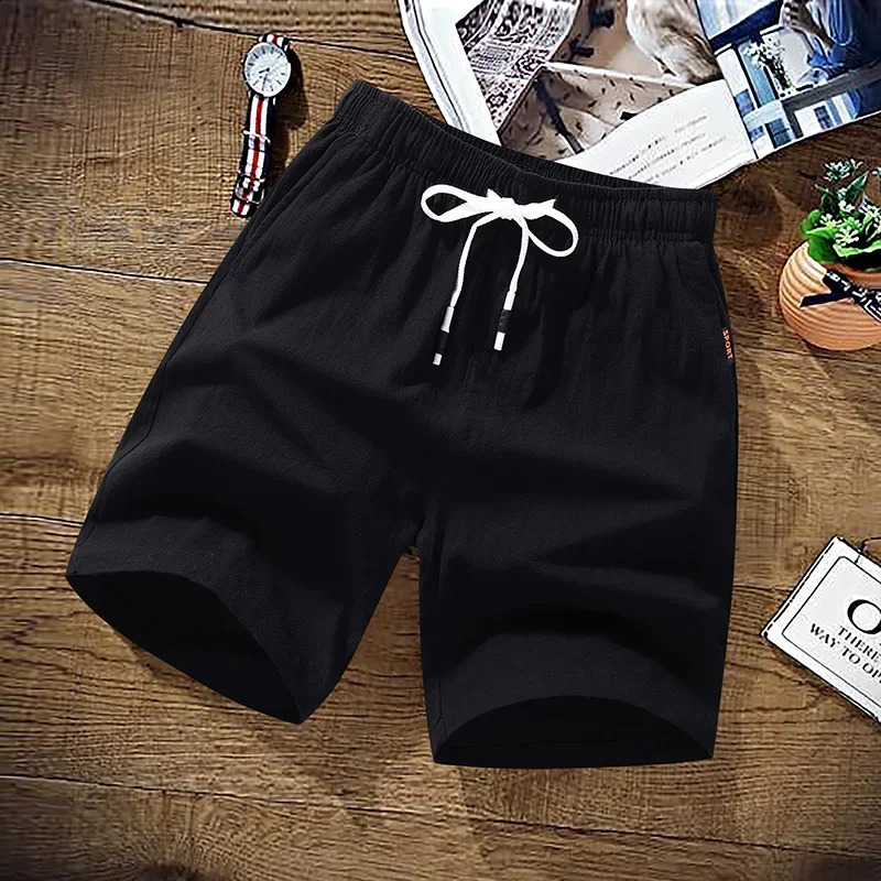 Summer Shorts Men Solid Casual Shorts Men 100 Cotton Cargo Shorts Beach Shorts Cotton Linen Boardshort Asia Size M-9XL 260707 - view 5