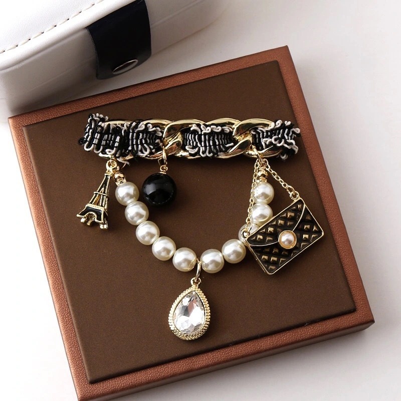 Vintage Black Bar Hair Clip Multi Charms Pendant Gold Plated Hair Barrette Women Luxury Daily Party Hair Accessory Jewelry - view 4