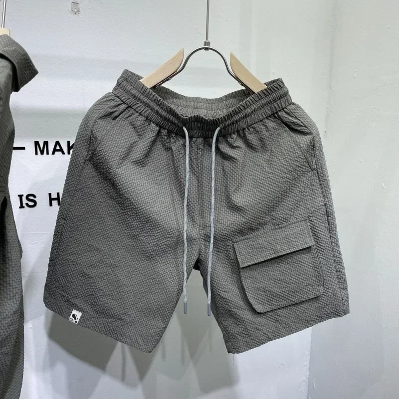 Summer Men Short Sleeves Sets Lapel Single-breasted Solid Color Polo Shirt Pocket Shorts High Quality Casual Loose Sports Suit 260707