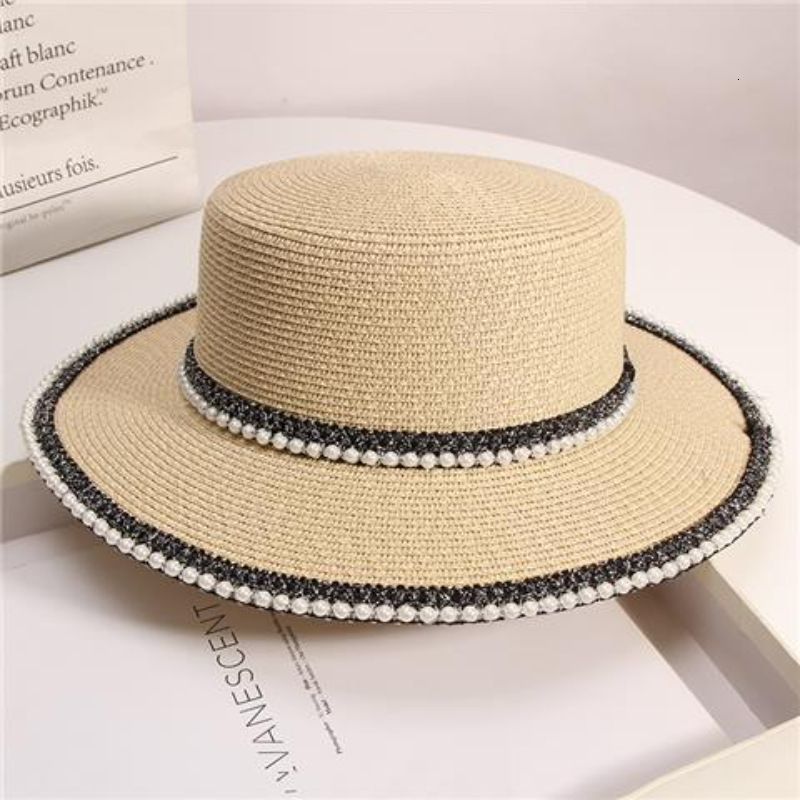 Designer Hat French Luxury Flat Top Diamond Inlaid Grass Hat Brand Sun Protection And Shading Wide Eave Grass Woven Fisherman Hat Outdoor Travel Vacat - view 6