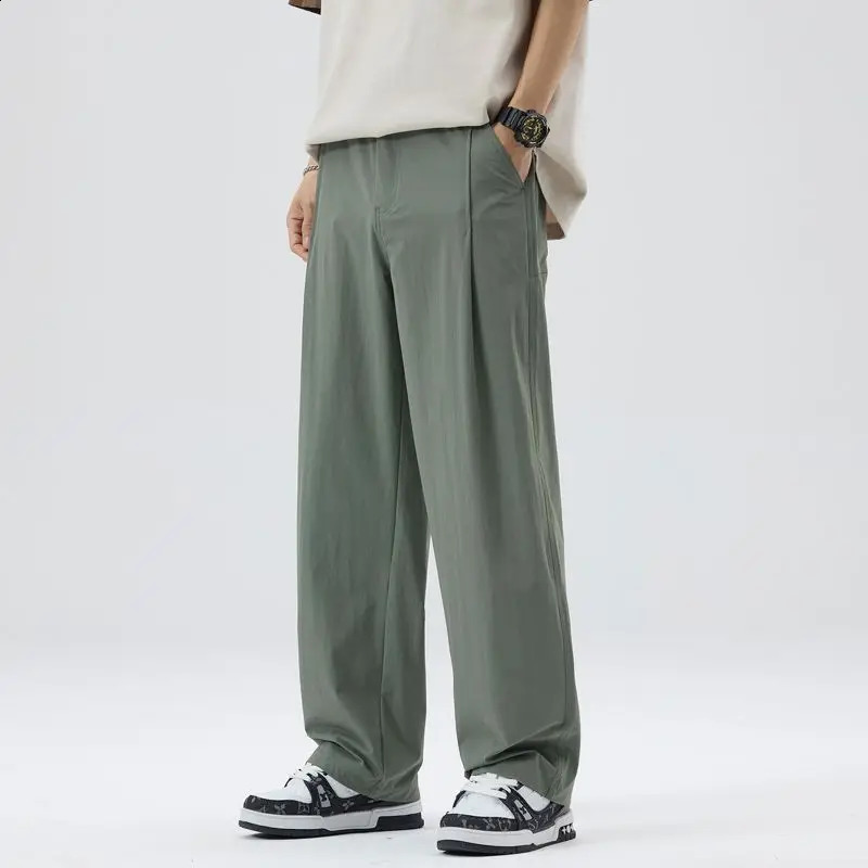 2026 Mens Suit Pants Spring and Summer Loose WideLeg StraightLeg Trendy Trousers 260707