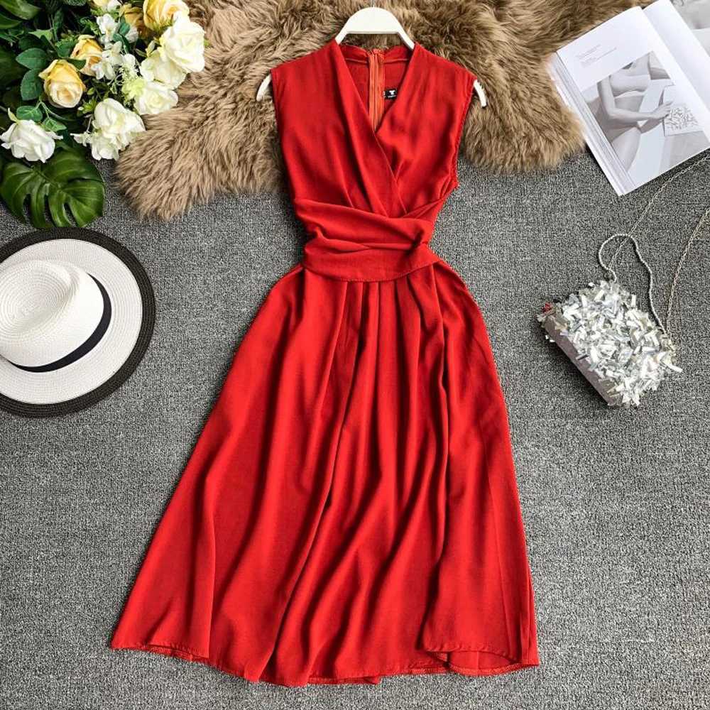 2025 Arrival YuooMuoo New Women Dress Elegant Sleeveless Sash Bandage Long Summer Dress Lady Aesthetic Party Vestidos H260707