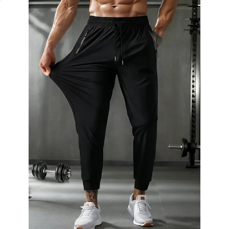 Man Baggy Pants Mens Ice Silk Trousers Running Fitness Football Summer Gift Fishing Jogger Jogging Tracksuit Black Joggers 260707
