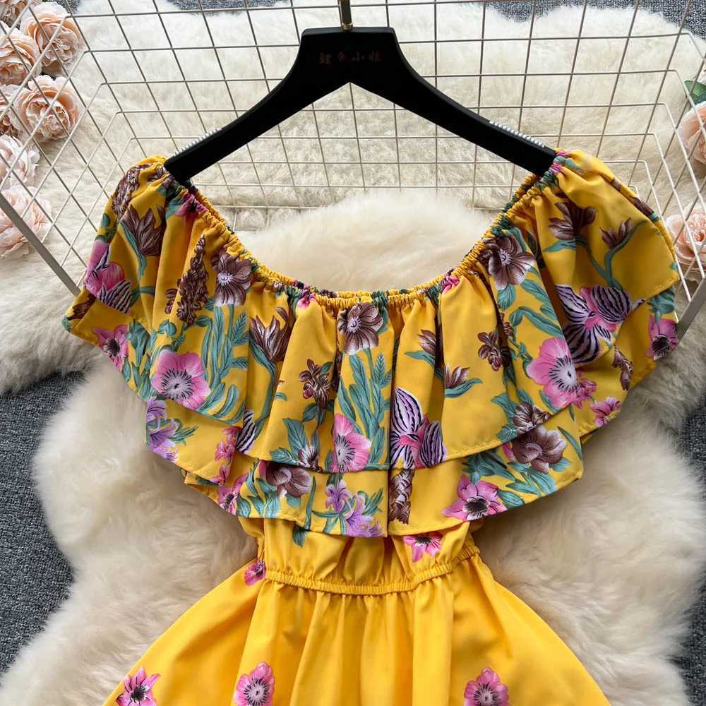 2025 New Fashion Floral Robe YuooMuoo Print Long Dress Bohemian Women Summer Ruffle Maxi Sundress Elegant Party Vestidos H260707