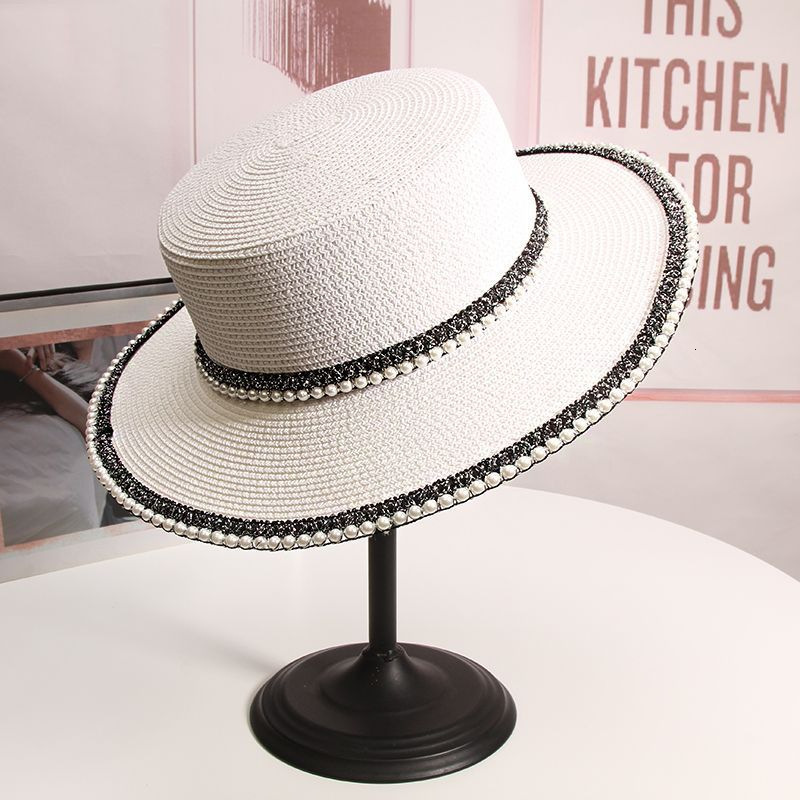 Designer Hat French Luxury Flat Top Diamond Inlaid Grass Hat Brand Sun Protection And Shading Wide Eave Grass Woven Fisherman Hat Outdoor Travel Vacat - view 8