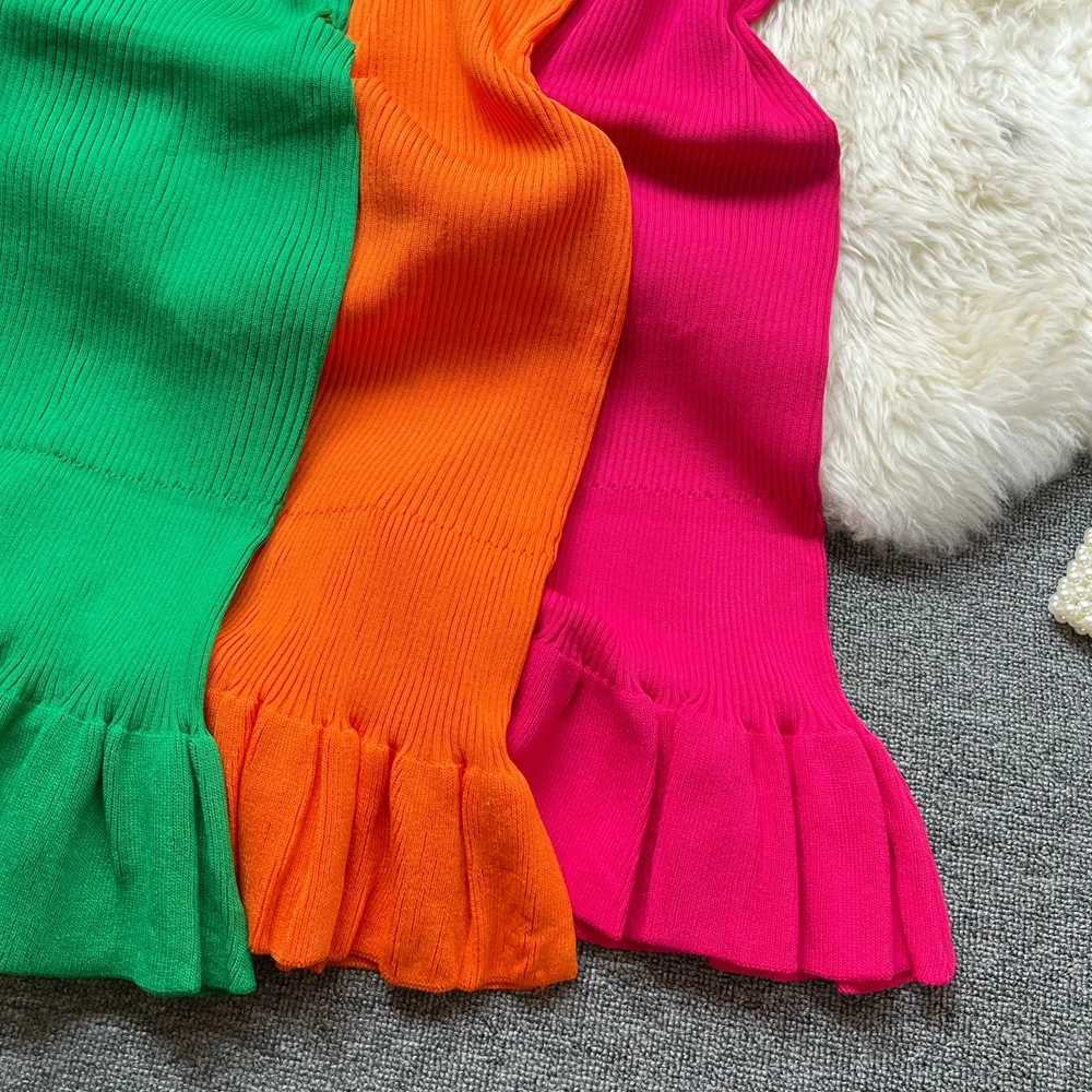 Sexy Fashion YuooMuoo Package Hips Chic Ruffled Bodycon Dress Women Summer Slim Elastic Knitted Party Dress Lady Outfits Vestido H260707