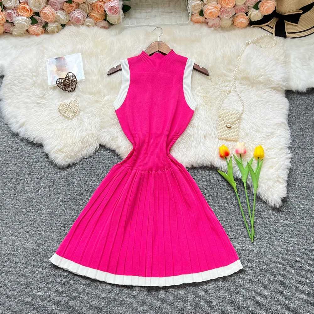 A-line Short YuooMuoo Knitted Chic Fashion Women Dress 2025 Summer Elegant Y2K Slim Waist Pleated Party Dress Streetwear Vestido H260707