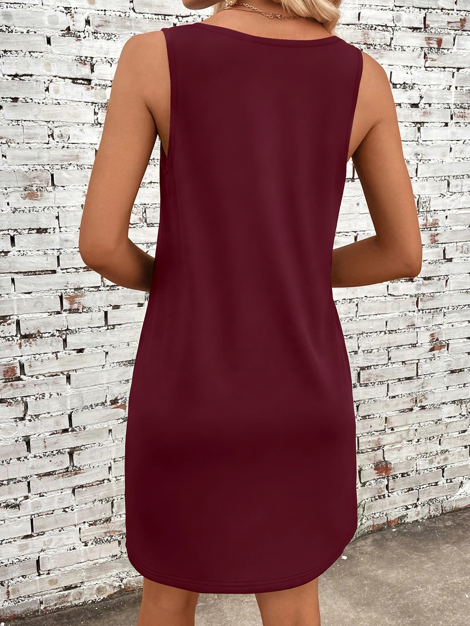 Vintage Brooklyn York Letter Graphic Sleeveless Tank Dress U Neck Loose Curved Hem College Style Summer Daily Wear 260707
