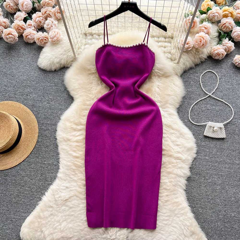 Design YuooMuoo Pearl Chic Knitted Fashion Women Dress Sexy Wrap Hips Bodycon Party Dress Basic Fall Streetwear Outfits Vestido H260707