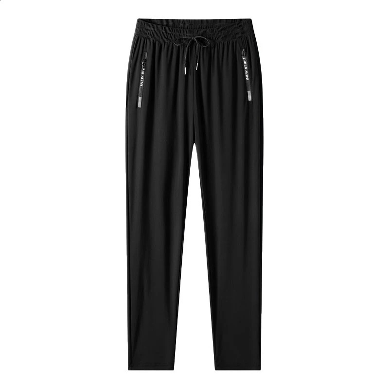 Mens Ice Silk Long PantsQuick Dry Lightweight 4Way Stretch Elastic Waist Cool Breathable Summer Running Sports Casual Pants 260707