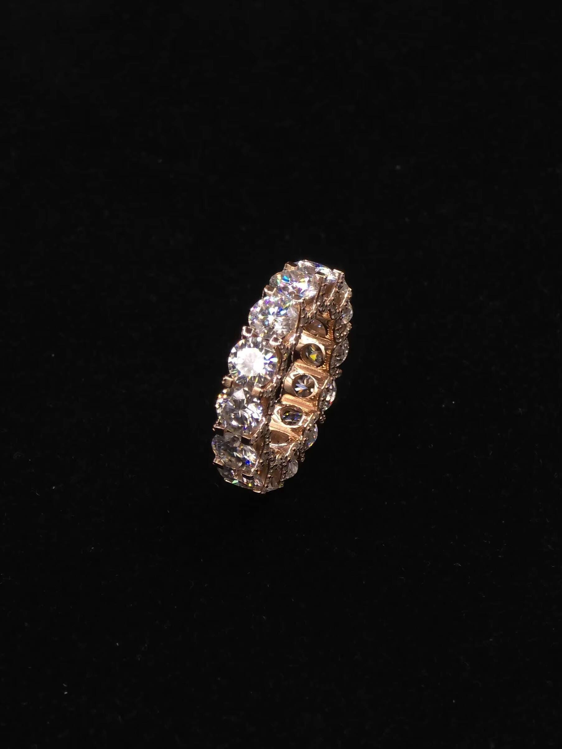 6mm VVS Lab Grown Diamond Eternity Band Ring 925 Sterling Silver Iced Out Full Eternity Men Hip Hop Diamond Look Ring Wholesale - view 3