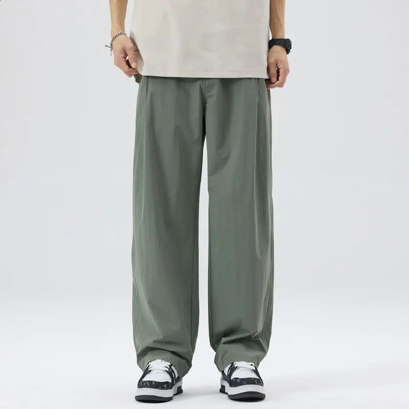 2026 Mens Suit Pants Spring and Summer Loose WideLeg StraightLeg Trendy Trousers 260707