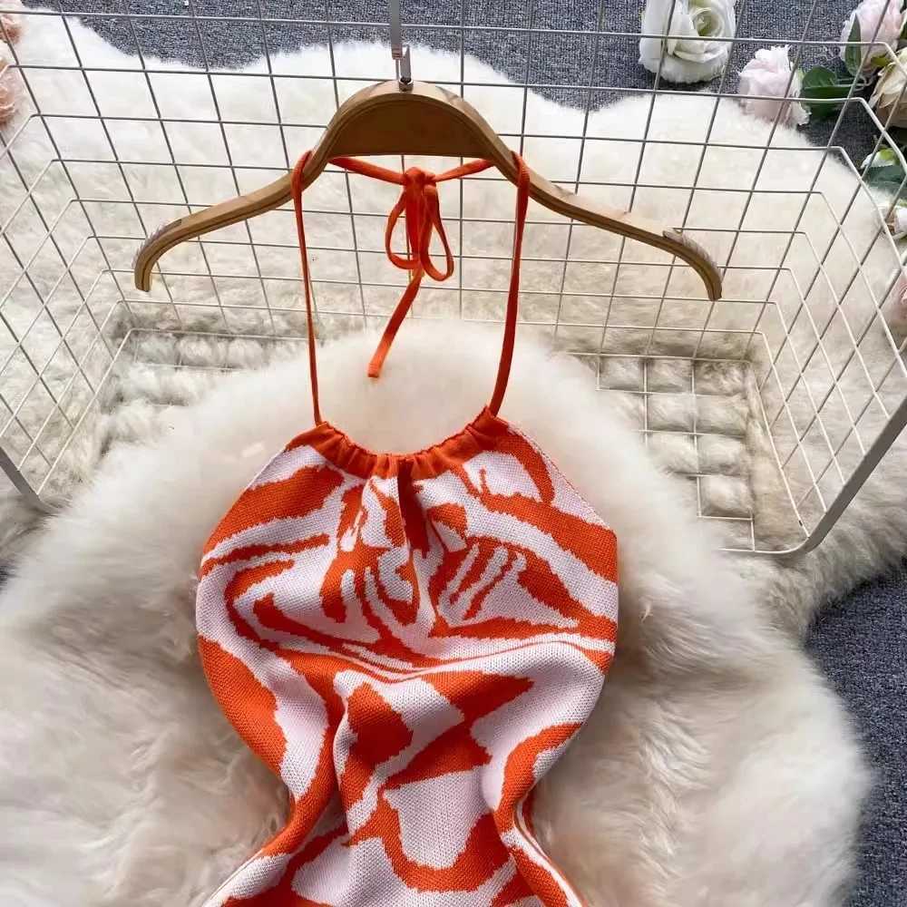 Summer YuooMuoo Halter Chic Fashion 2026 Backless Mini Dress Women O-neck Slim Fit Knitted Bodycon Dress Streetwear Lady Outfits H260707