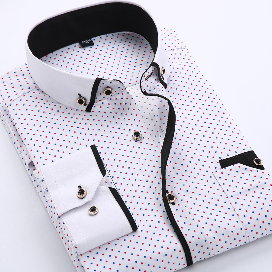 Designer Luxury Designer Business Formal Men's Fashion Printed Thin Casual Shirt Youth Long Sleeve Trendy Versatile Top Men