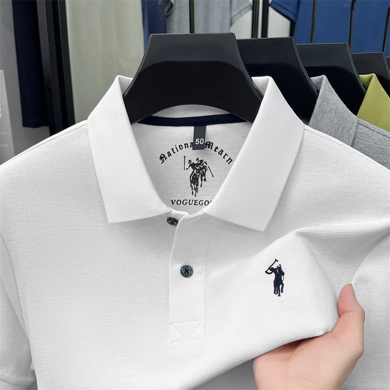 Designer Men Pure Cotton Short Sleeve Polo Shirt Summer New Style With A Turn Down Collar Solid Color Embroidered Pony Logo Breathable T Shirt Apparel - view 3
