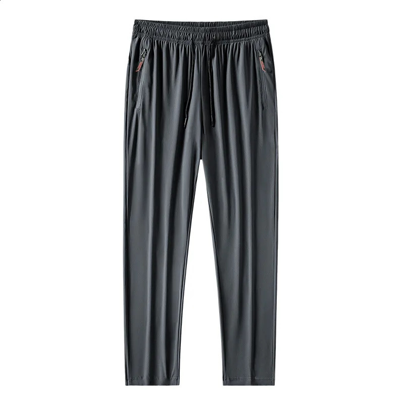 2025 Summer mens casual pants slim fit thin Korean version ice silk Jogging sports straight tube quick drying 260707