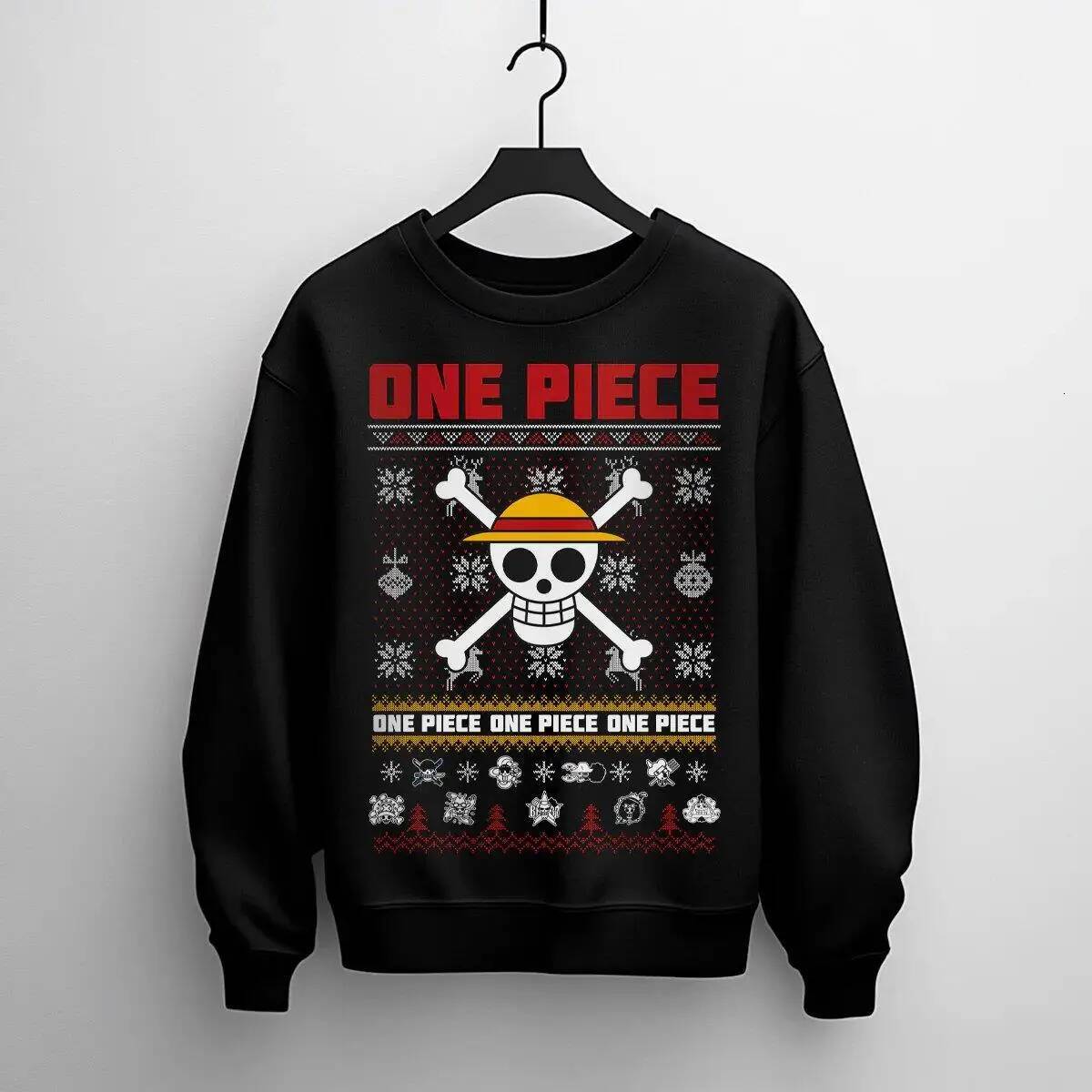 One Piece Anime Sweatshirt Men Women Pullover Hoodie Christmas Design Luffy Skull Pattern Winter Casual Streetwear New Fashion