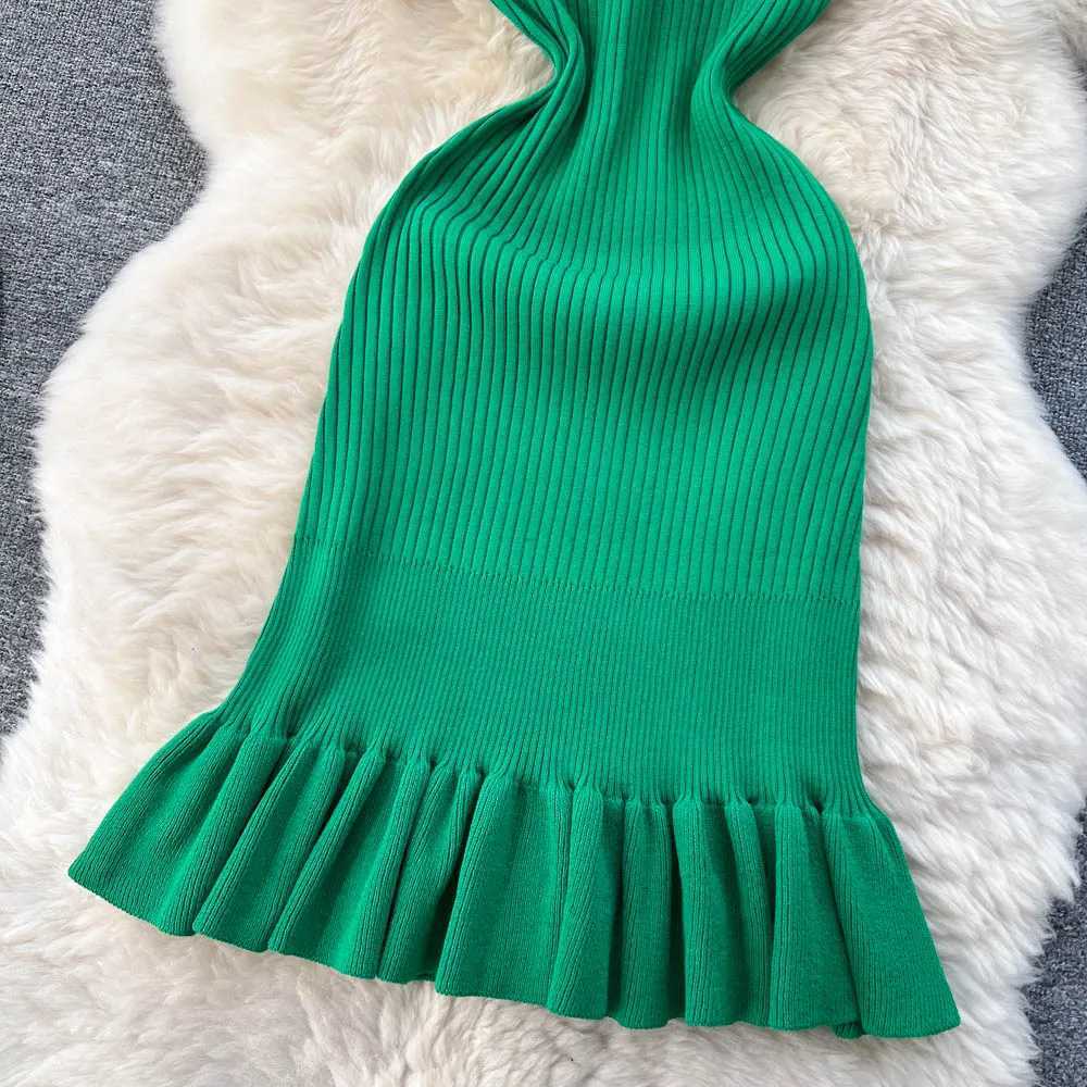 Package YuooMuoo Hips Early Autumn Sexy Ruffles Mini Dress Summer Fashion Y2K Knitted Bodycon Ladies Dress Korean Party Vestidos H260707