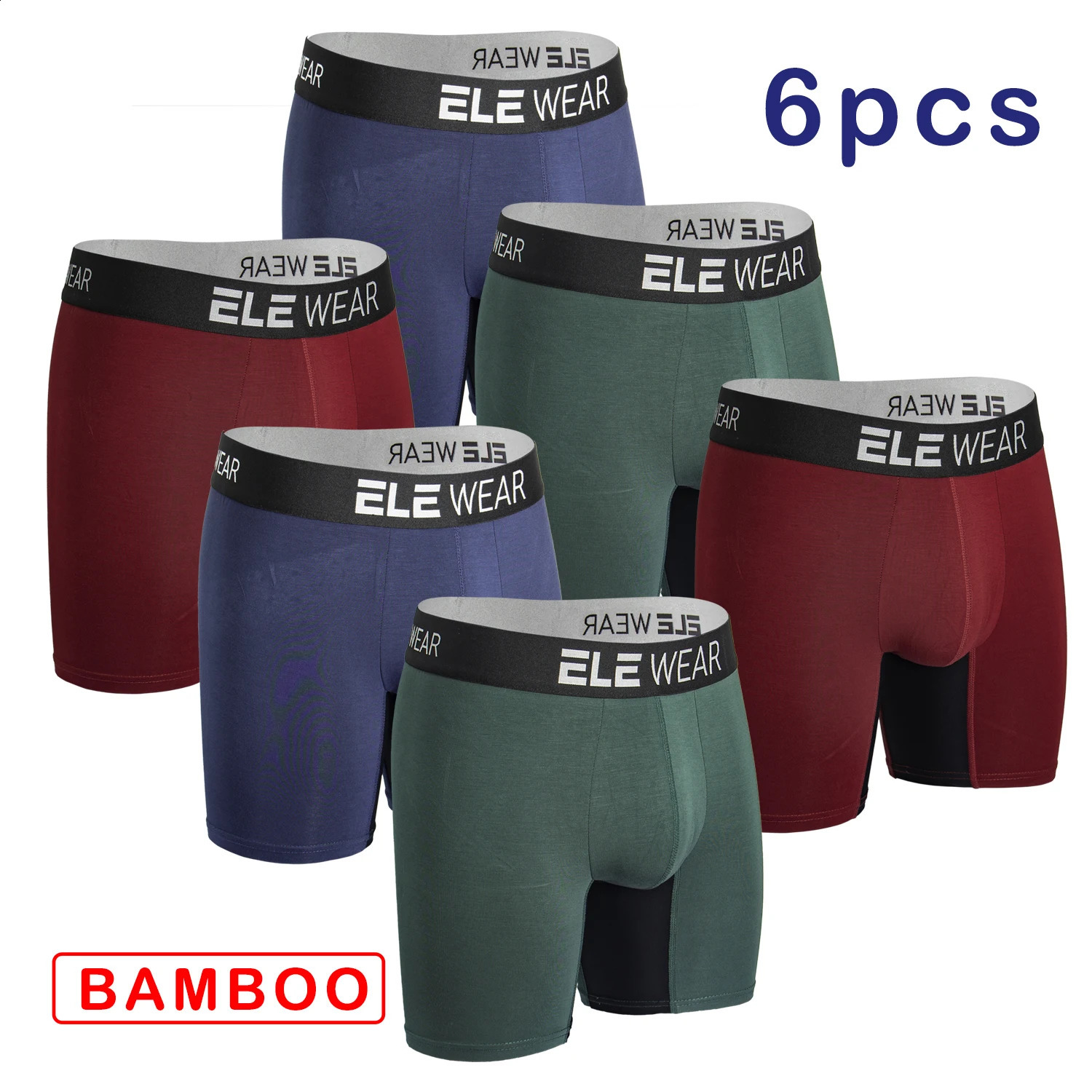 6 pcs Bamboo Men Underwear Boxers Breathable Mens Boxershorts Mens Panties Underpants Plus Size Fashion Boxers Briefs Trunks 260707