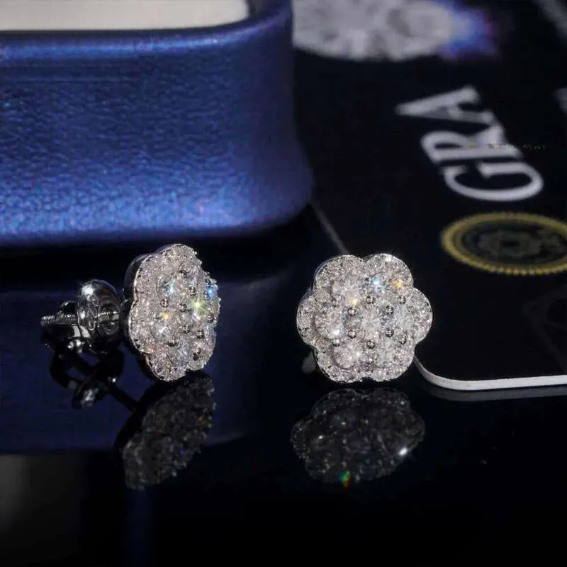 Elegant Dazzg Trendy wer 10MM Moissanite With GRA 14K 18K Dia Ear Studs For Men Women Hip Hop Jewelry Fine Earrings 10K Solid Gold - view 5